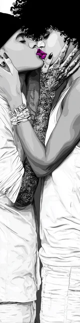 Free dark romance bookmark featuring a couple dressed in white clothing